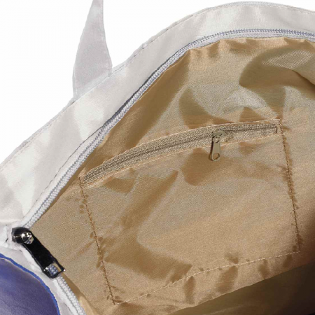 Geantă material textil si imitație piele pe partea frontala, cu fermoar și imprimeu „puppy cats” 3 [2]