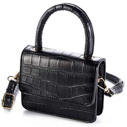 Toate produsele - Micro bag, piele ecologica, neagra, efect crocodil
