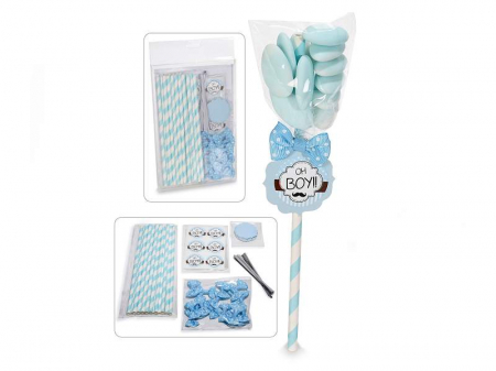 Marturii botez personalizate - Pachet 18 kituri marturii botez baiat/ petrecere