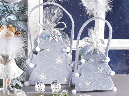 Set gentuțe cadou fetru Brad cu steluțe, pachet 60 buc, 14x8.5x16 cm [2]