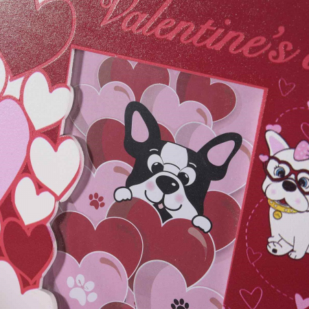 Rama foto din lemn Valentine's Day, rosie, cu catel [1]