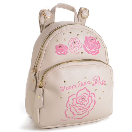 Accesorii copii - Rucsac mini din piele artificiala, roz baby, cu imprimeu trandafiri