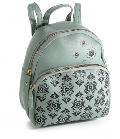 Accesorii copii - Rucsac mini, piele ecologica, verde menta, cu buzunar, 19x10x21 cm