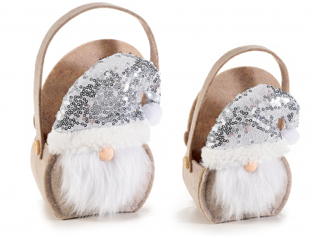 Pungi cadouri Craciun - Set gentuțe cadou fetru cu paiete, Santa Claus, pachet 32 buc, 12.5x9.5x17 cm