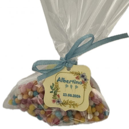 Tulle rotund din organza albastru cu snur + eticheta personalizata [3]