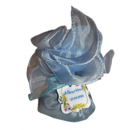 Tulle turcoaz cu efect de matase + eticheta personalizata+ panglica [4]