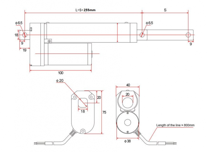Actuator electric liniar lungime 20-1000mm alimentare 12/24V 100-1500N forta diverse optiuni [2]