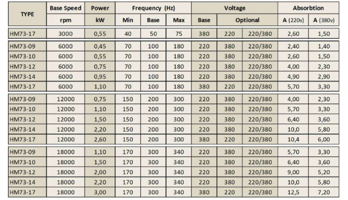 Spindle Hertz Motor HM73.XX_L3.40FK-CK-2R rectangular cu axa de 20mm cu canal pana [2]
