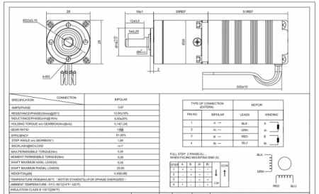 Motor Nema 11 Stepper Motor Bipolar L=51mm w/ Gear Ratio 14:1 Planetary Gearbox 11HS20-0674S-PG14 [1]
