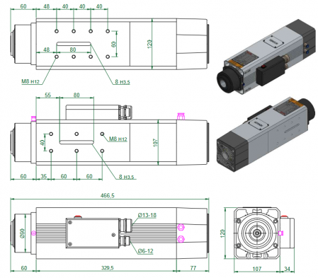 Spindle Hertz Motor HS 315 cu ATC ISO30 S6 1.5-4.5 KW 380V cu ventilator 24V [2]