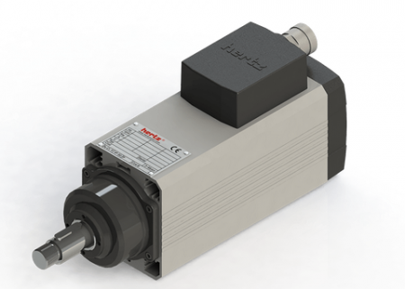 Spindle Hertz cu Profil special - Spindle Hertz Motor HM90.XX_L1.40MK-CK-2R rectangular cu prindere cu M22x1.5 si ax cu pana 25mm