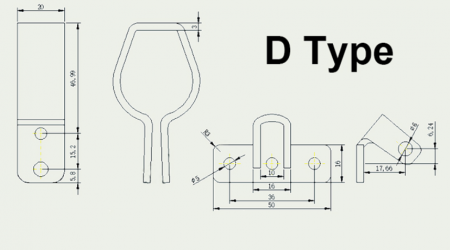 Suport actuator tip D otel prindere perpendiculara pe ax [1]