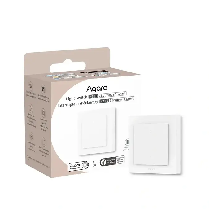 Aqara Light Switch H2 EU, 2 Butoane, 1 Canal - Întrerupător încastrat smart [1]
