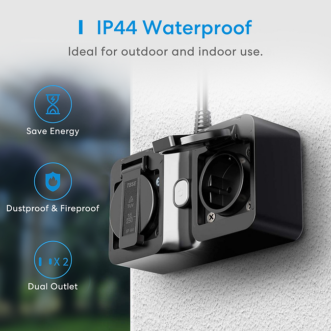 Priza smart pentru exterior, dubla, Meross, maxim 10A, Wi-Fi cu monitorizare de consum     Compatibilitate cu Apple HomeKit, Amazon Alexa, Samsung SmartThings si Google Home. Instalarea se face prin a [2]