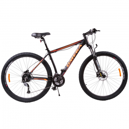BICICLETE - Bicicleta mountainbike Omega Bettridge 29", cadru 49 cm, frana hidraulica pe disc, negru/portocaliu