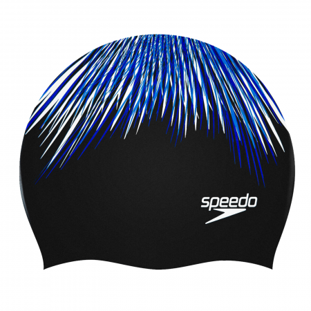 CASTI INOT - Casca inot silicon femei Speedo Print long hair negru/albastru
