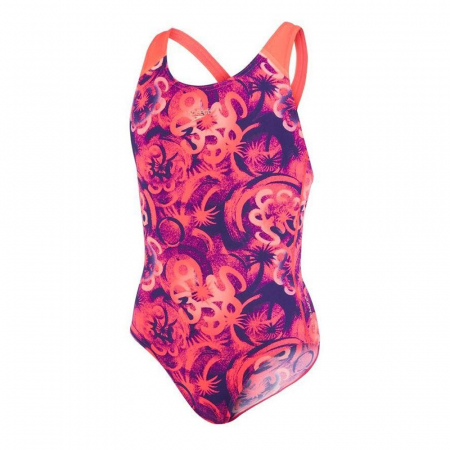 Costume de baie fete - Costum de baie Allover SplashBack Speedo pentru fete mov/rosu