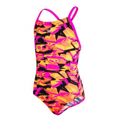 Costume de baie fete - Costum de baie Allover SplashBack Speedo pentru fete negru/roz