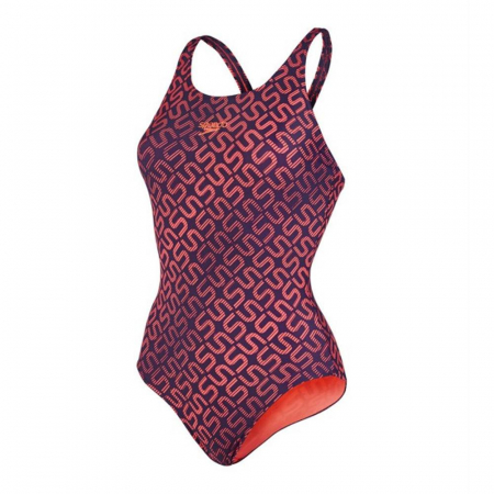 Costume de baie femei - Costum de baie Speedo pentru femei Monogram allover muscleback mov