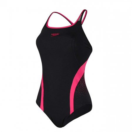 Costume de baie femei - Costum inot femei Speedo Pinnacle negru/roz