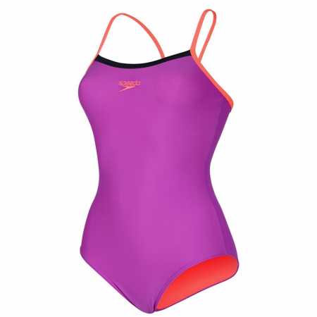 Import - Costum inot femei Speedo Thinstrap mov/portocaliu