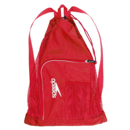 Import - Rucsac Speedo Ventilator Deluxe Mesh Bag rosu- geanta plasa piscina, uscare rapida, compartiment frontal