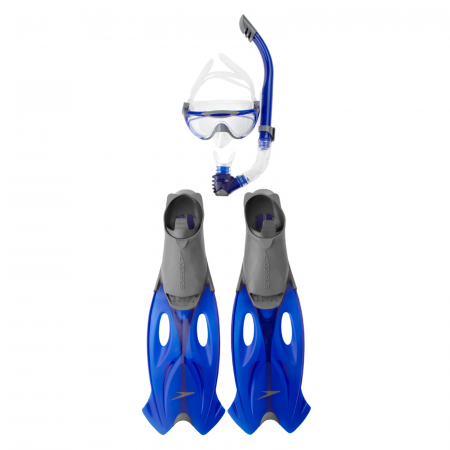 OCHELARI INOT - Set inot cu masca, tub scufundari si labe inot Speedo gri/albastru