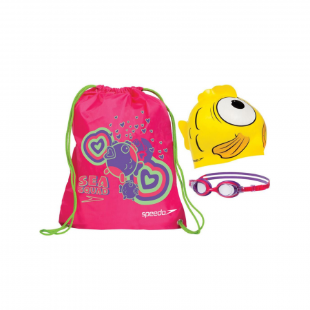 CASTI INOT - Set inot pentru copii Sea Squad junior casca + ochelari + geanta roz Speedo