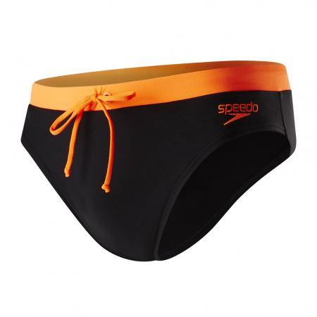 Import - Slip barbati Speedo Contrast 7cm negru/portocaliu