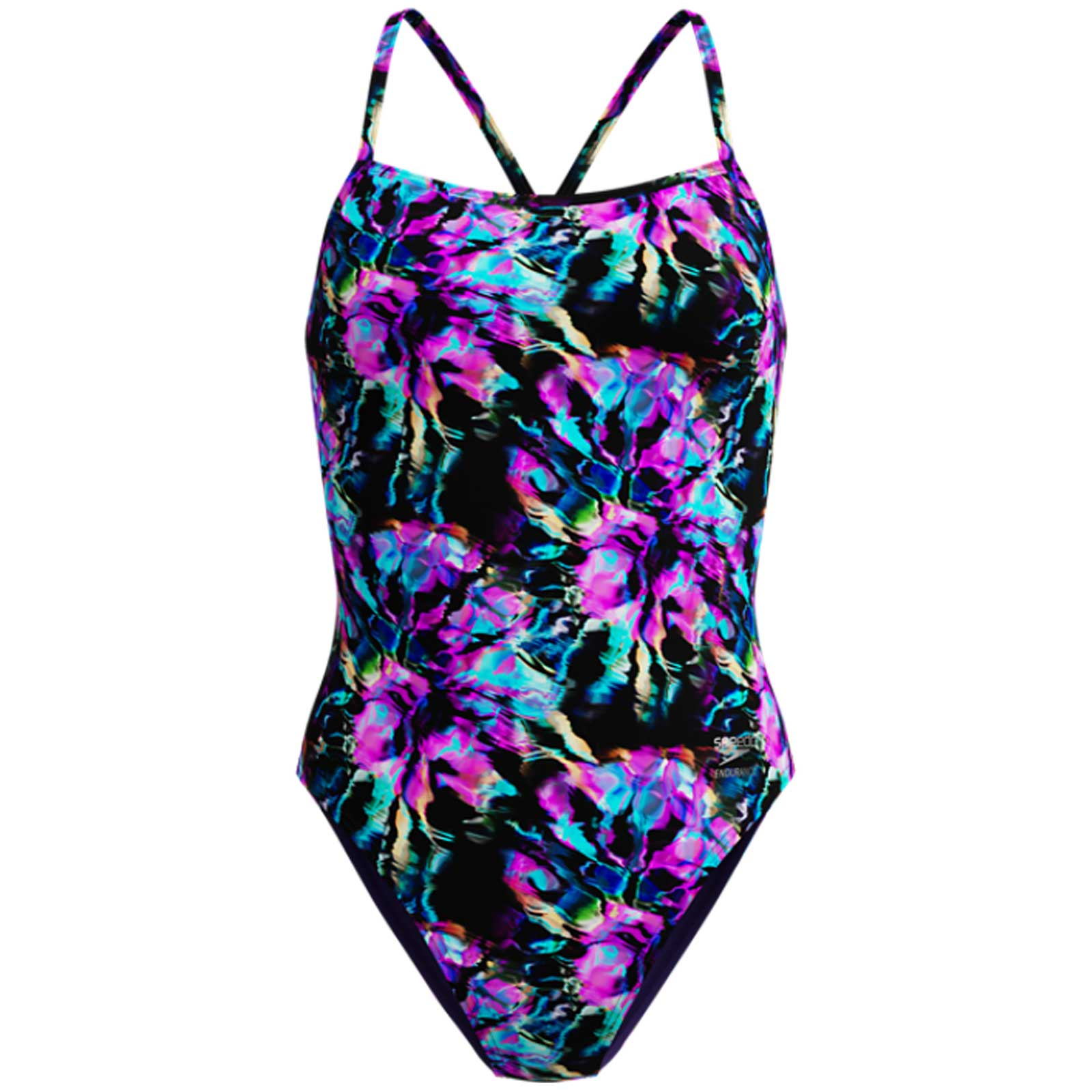Costum inot femei Speedo FL Printed V-Back 2.0 negru/mov - Endurance+, rezistent la clor [6]