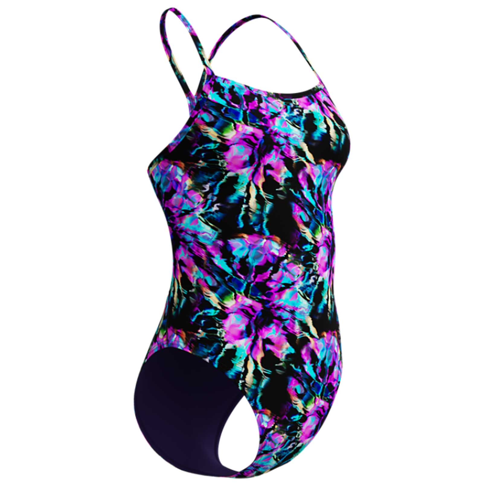 Costum inot femei Speedo FL Printed V-Back 2.0 negru/mov - Endurance+, rezistent la clor [2]
