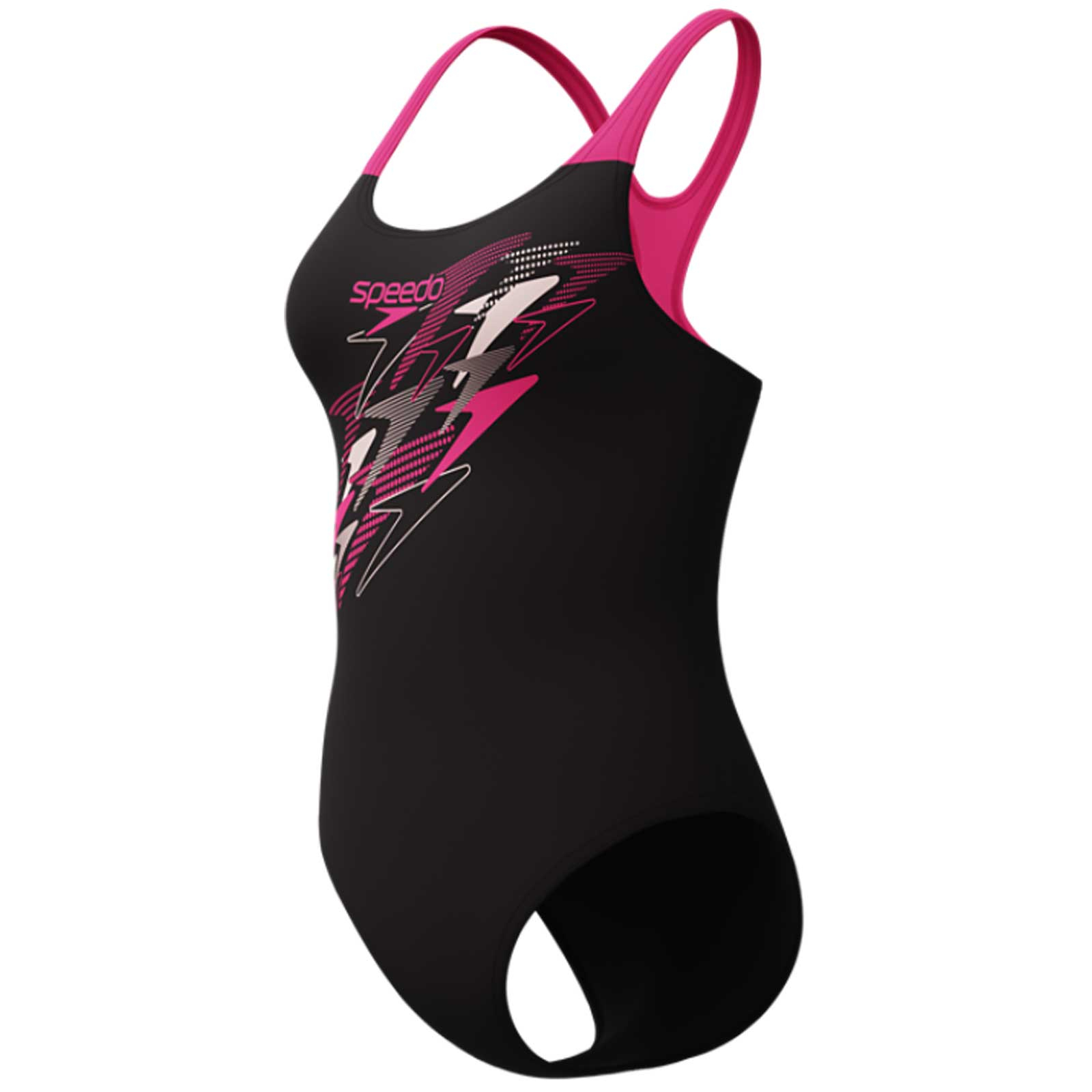Costum inot femei Speedo Medley Logo Medalist negru/roz - Endurance+, rezistent la clor [6]