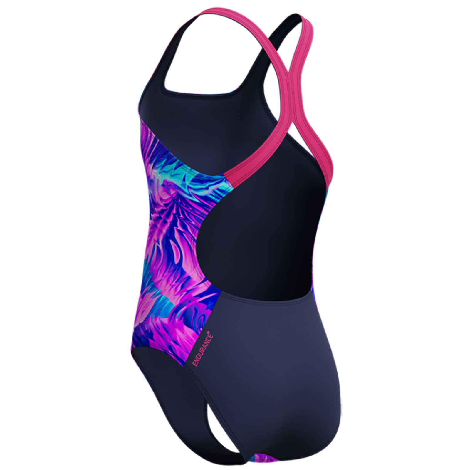 Costum inot fete Speedo Printed Powerback roz/albastru - rezistent la clor, Endurance+ [5]