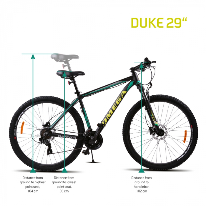 Bicicleta mountainbike Omega Duke 29", cadru 49cm, frana hidraulica pe disc, negru/verde/galben [3]