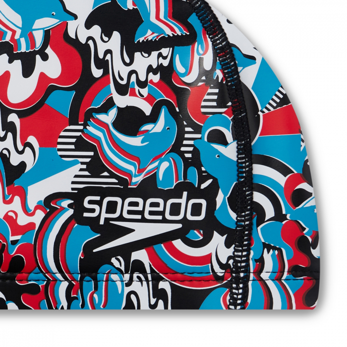 Casca inot copii Speedo Place Print alb/rosu [2]