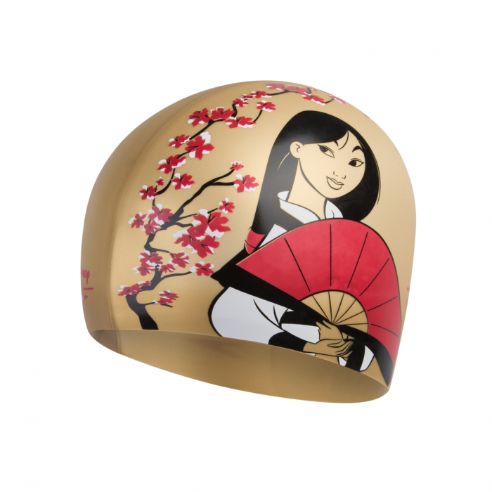 Casca inot pentru copii Speedo Disney Mulan Slogan auriu/rosu [2]