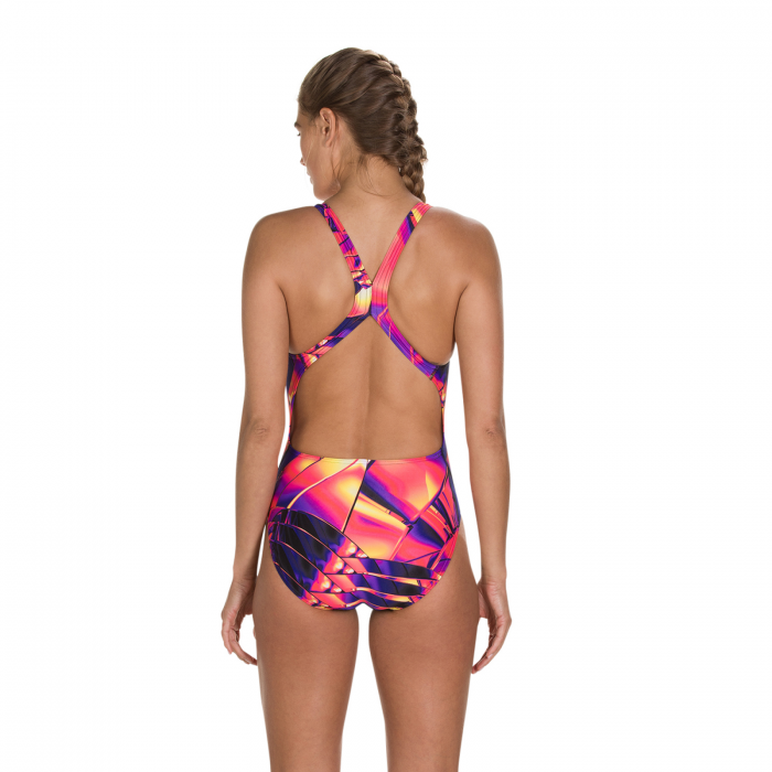 Costum baie femei Speedo Fractal Glaze Plmt Digi Pbck rosu/mov [4]