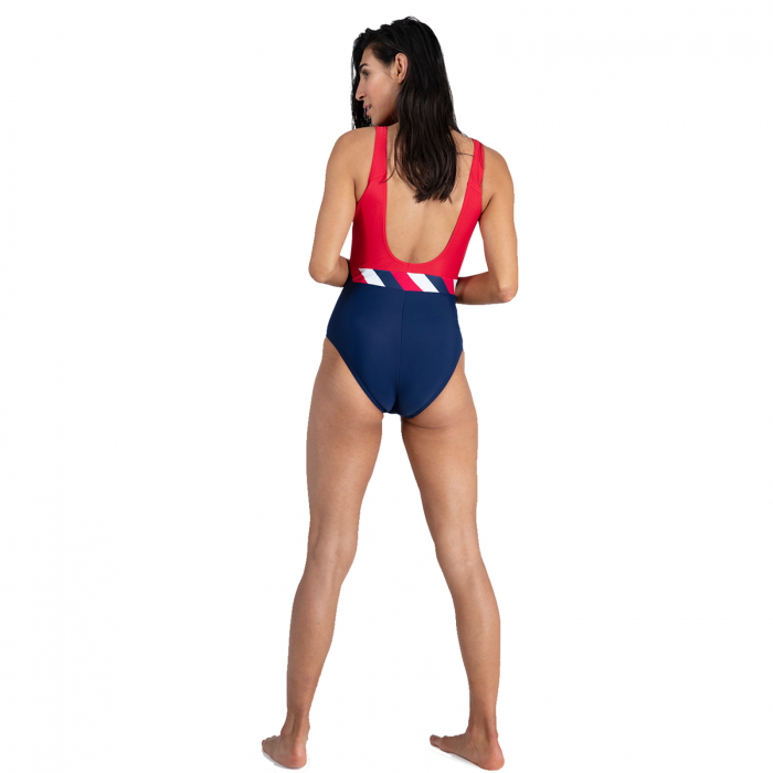 Costum baie femei Speedo Heritage Shoreline U-Back rosu/bleumarin [3]