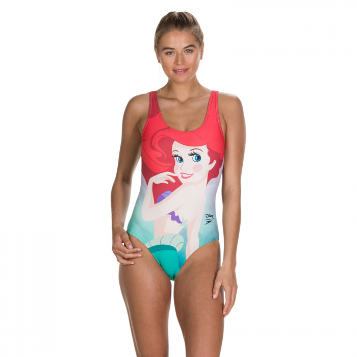 Costum inot femei Speedo Disney Little Mermaid U-Back negru/rosu/verde [2]
