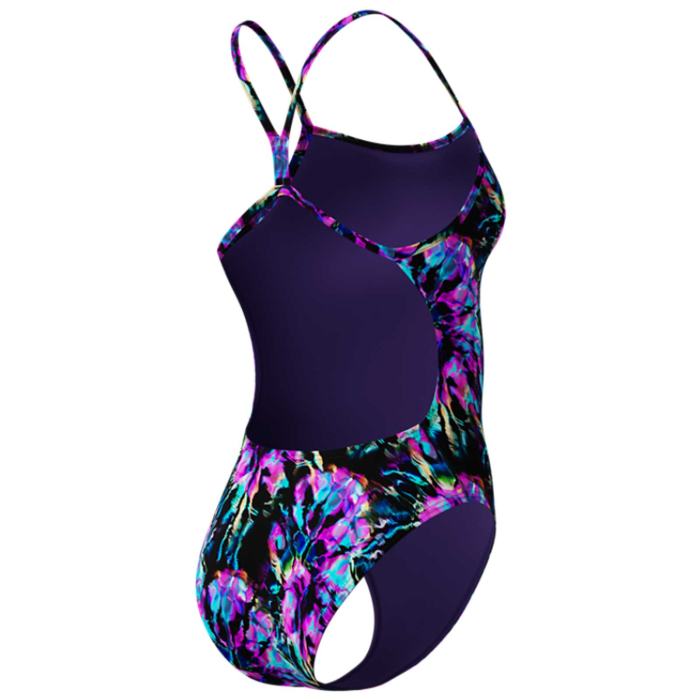 Costum inot femei Speedo FL Printed V-Back 2.0 negru/mov – Endurance+, rezistent la clor [5]