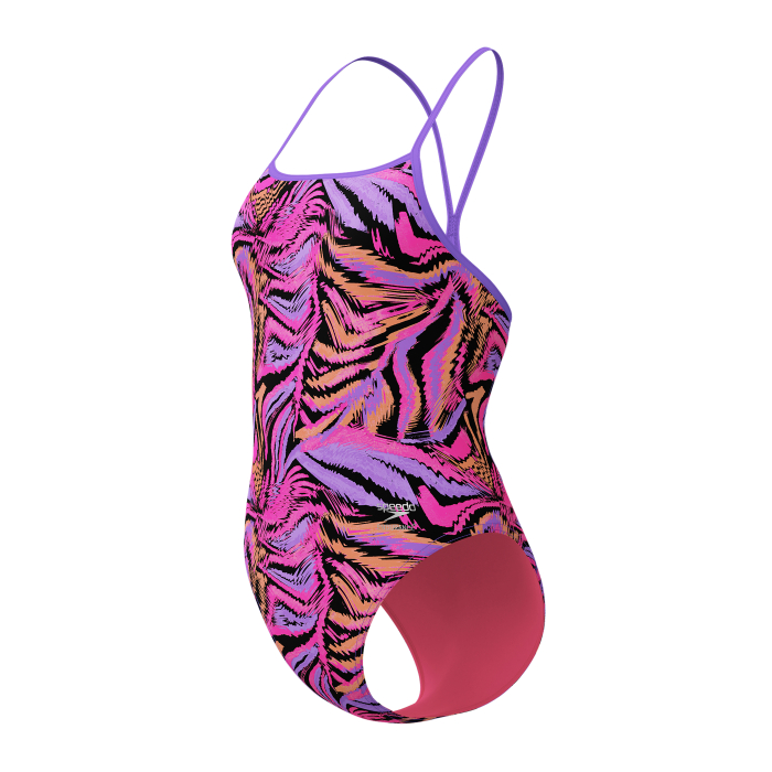 Costum inot femei Speedo Printed Turnback negru/roz [1]