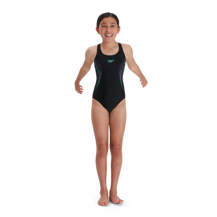 Costum inot fete Speedo Plastisol negru/roz [3]