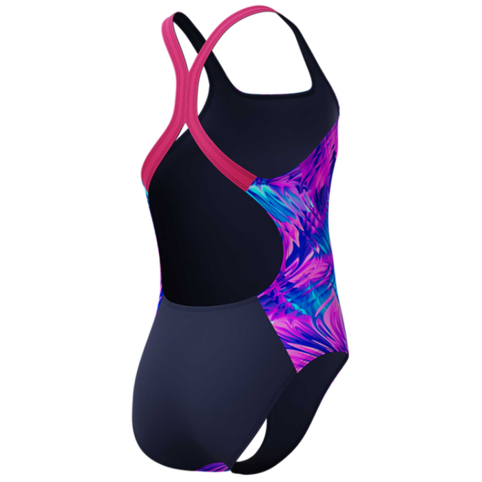Costum inot fete Speedo Printed Powerback roz/albastru – rezistent la clor, Endurance+ [5]