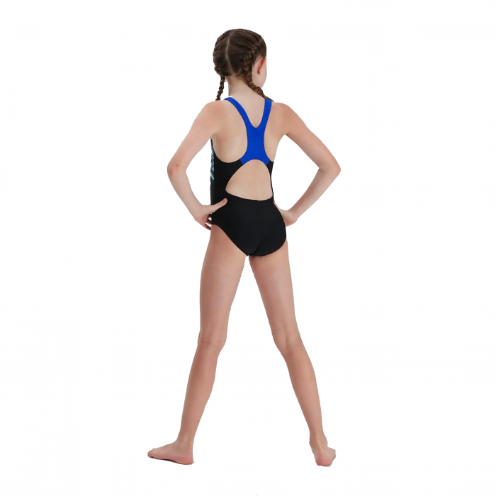 Costum inot pentru fete Digital Placement negru/albastru [3]