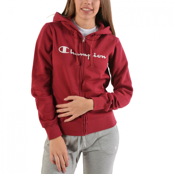 Hanorac sport cu fermoar femei Champion Hooded Full Zip Sweatshirt visiniu [4]
