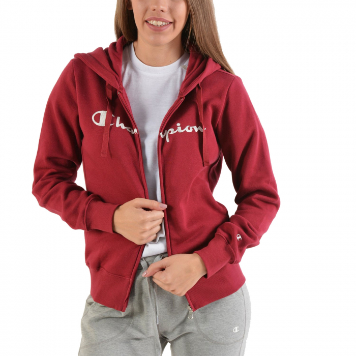 Hanorac sport cu fermoar femei Champion Hooded Full Zip Sweatshirt visiniu [3]