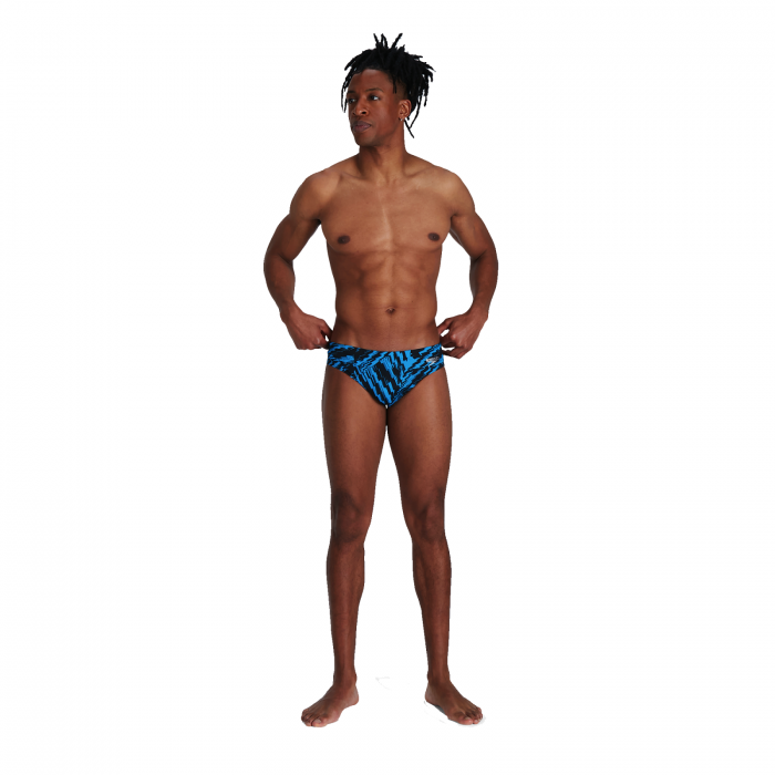 Slip inot barbati Speedo Allover 7 cm Brief negru/albastru [6]