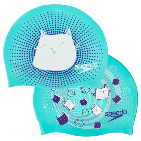 Casca de inot pentru copii din silicon SPEEDO cu doua fete verde/mov [3]