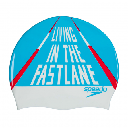 Casca de inot unisex pentru adulti Speedo Slogan Prt Cap alb/albastru [0]