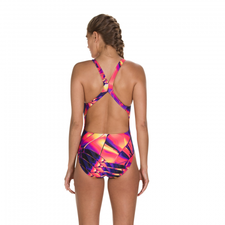 Costum baie femei Speedo Fractal Glaze Plmt Digi Pbck rosu/mov [3]